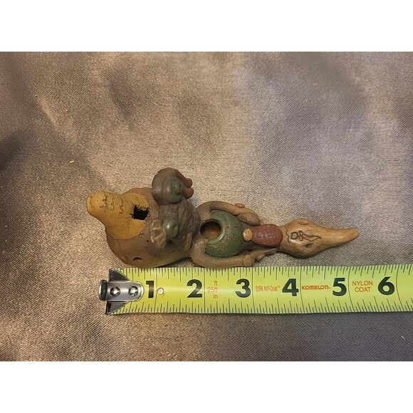 Vintage Mayan Aztec snake flute, Mexican flute, Mexican folk art, Mexican FLAW - Picture 8 of 8